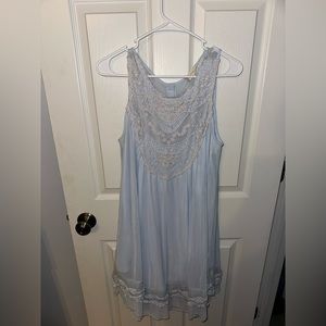 Light Blue Dress Lace Print Dress